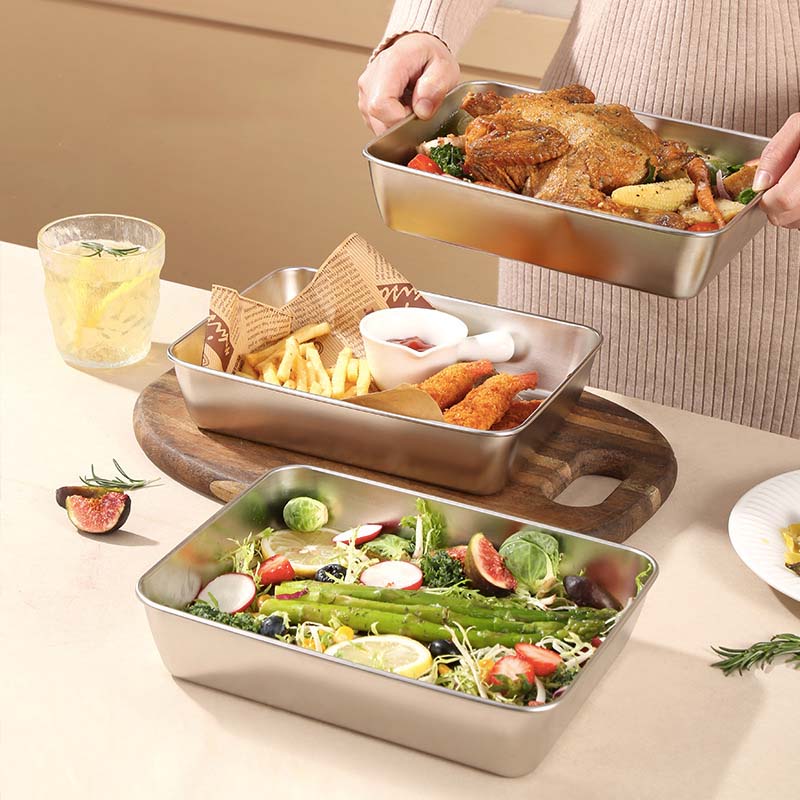 (🔥HOT SALE NOW 49% OFF) - Stainless Steel Square Plate（With Lid）