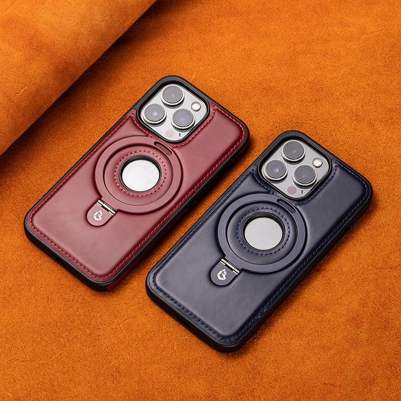 Luxurious Leather Invisible Stand iPhone Case