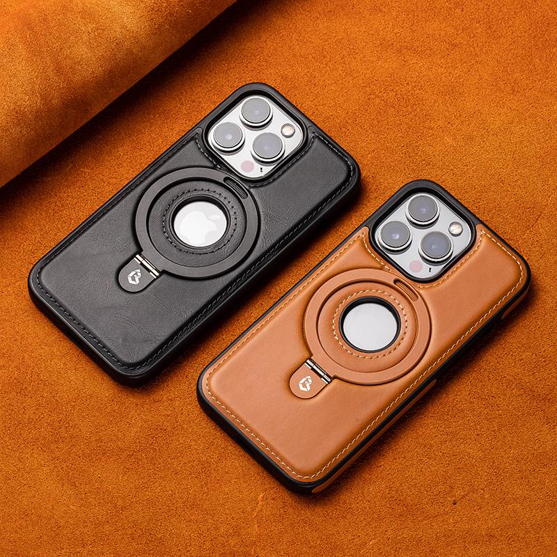 Luxurious Leather Invisible Stand iPhone Case